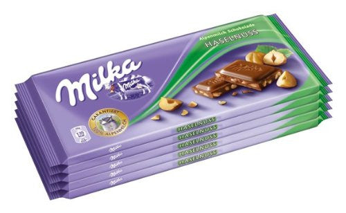 Milka Broken Hazelnuts Chocolate Bar 100g (10-pack)