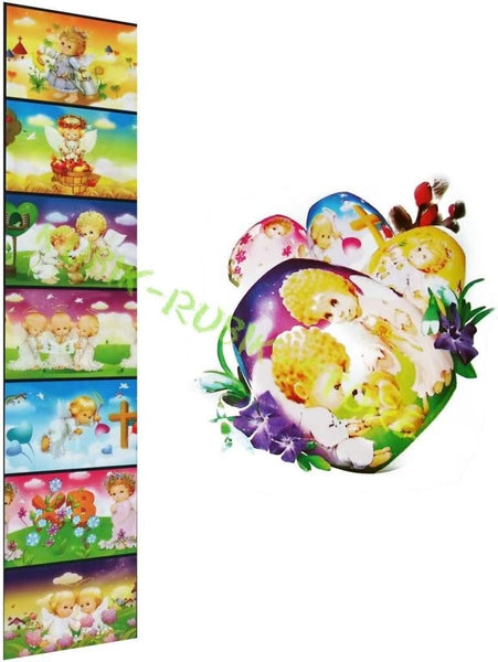 Ukrainian Heat Shrink Wrap Sleeve Decoration Easter 7 Egg Pysanka "Angels"