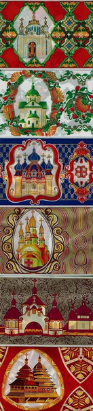 Heat Shrink Wrap Sleeve Decoration Easter 7 Egg Pysanka "Churches"
