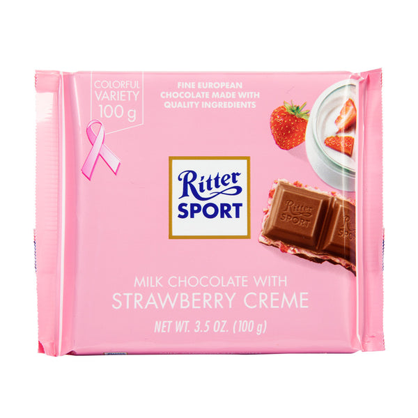 Ritter Sport Bars, Milk Chocolate with Strawberry Creme, 3.5 Ounce (Pack of 12)