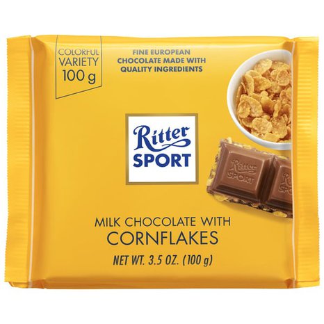 Ritter Sport, Milk Chocolate with Corn Flakes, 3.5-Ounce Bars (Pack of 10)