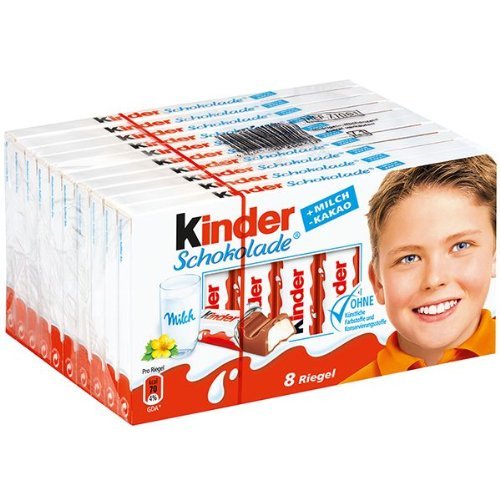 Kinder Chocolate Milk and Cocoa Chocolate 8 Bars Pack, TEN 100g/Bar