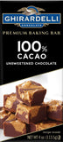 Ghirardelli Chocolate Baking Bar, 100% Cacao Unsweetened Chocolate, 4-Ounce Bars (Pack of 6)