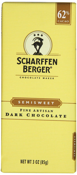 Scharffen Berger 62% Semisweet Dark Chocolate 3-Ounce Bars (Pack of 6)